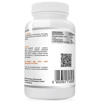 Amigdalina 4mg Ekstrakt z pestek moreli + Prebiotyk Produkt Vege 60 kapsułek
