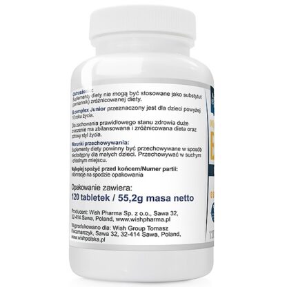 WITAMINA B Complex 50%RWS 8 WITAMIN Z GRUPY B, DO SSANIA DLA DZIECI 120 tabletek