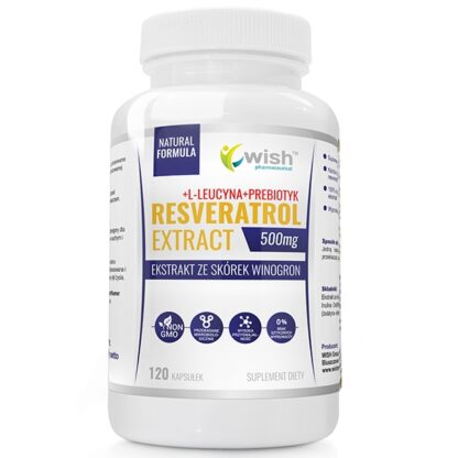 Resveratrol Extract 500mg Ekstrakt Ze Skórek Winogron + Prebiotyk 120 kapsułek