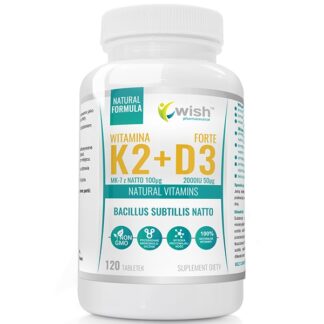 Naturalna Witamina K2 MK-7 z Natto 100mcg + D3 2000IU 50mcg 120 tabletek