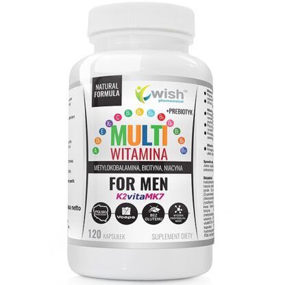 Multiwitamina Complex Men Witaminy Dla Mężczyzn ADEK B C + Prebiotyk 120 Kapsułek