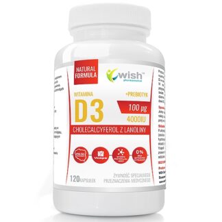 Naturalna Witamina D3 4000IU 100mcg + Prebiotyk 120 kapsułek