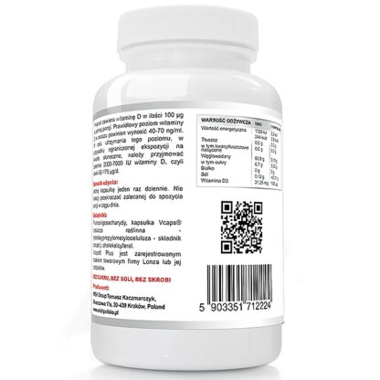 Naturalna Witamina D3 4000IU 100mcg + Prebiotyk 120 kapsułek