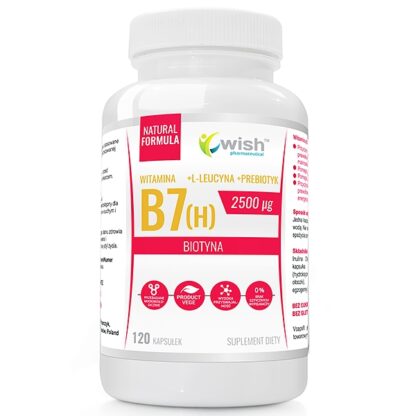 Biotyna Witamina B7 (H) 2500µg + Prebiotyk dla Wegan 120 kapsułek