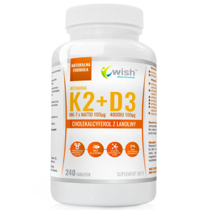 Witamina K2 MK-7 z NATTO + D3 4000IU ODPORNOŚĆ ZDROWE KOŚCI MIĘŚNIE 240 tabletek