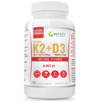 Witamina K2 MK-7 200mcg + D3 4000IU 100mcg w oleju MCT (olej kokosowy) 120 kapsułek