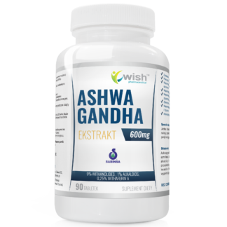 ASHWAGANDHA 600mg 9% WITHANOLIDES Stres Zmęczenie Koncentracja 90 tabletek Produkt Vege