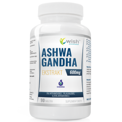 ASHWAGANDHA 600mg 9% WITHANOLIDES Stres Zmęczenie Koncentracja 90 tabletek Produkt Vege