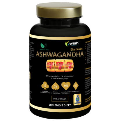 MOCNA ASHWAGANDHA EXTRACT 777mg 9% WITHANOLIDES, 1% ALKALOIDS, 0,25 WITHAFERIN A 90 kapsułek